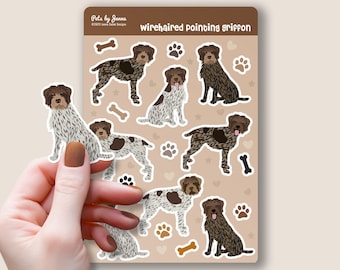 Wirehaired Pointing Griffon Sticker Sheet, Cute Dog Breed Vinyl Decals