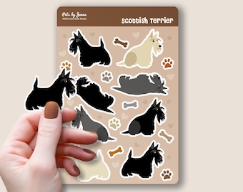 Scottish Terrier Sticker Sheet: Glossy Vinyl Scottie Dog Stickers