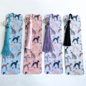 Italian Greyhound Lover Unique Gifts, Cute Italian Greyhound Bookmark Whippet with Dog Paw Charm and Tassel