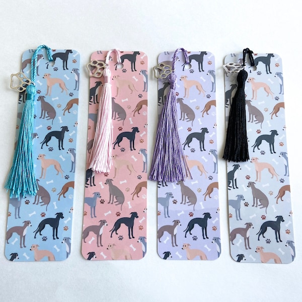 Italian Greyhound Lover Unique Gifts, Cute Italian Greyhound Bookmark Whippet with Dog Paw Charm and Tassel