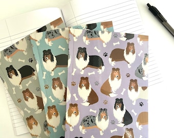 Rough Collie Notebook: A5 Softcover Journal with Dog Pattern