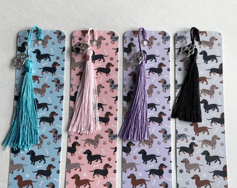 Cute Dachshund Bookmark, Dachshunds Lover Unique Gifts Dog Paw Charm and Tassel