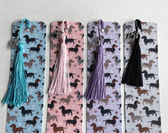Dachshund Bookmark: Dog Paw Charm and Tassel