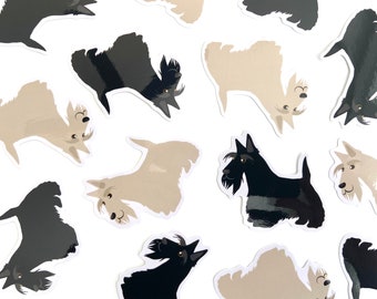 Scottish Terrier Sticker Waterproof Vinyl Sticker Wheaten and Black Scottie Stickers