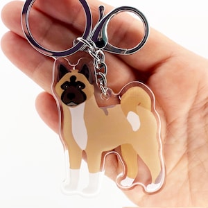 Sable American Akita Keychain: Clear Acrylic Dog Charm
