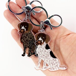 Liver German Wirehaired Pointer Keychain: Double-Sided Acrylic Dog Charm
