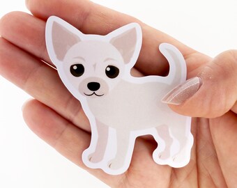 Sticker chihuahua crème Sticker vinyle imperméable découpé blanc Stickers chihuahua