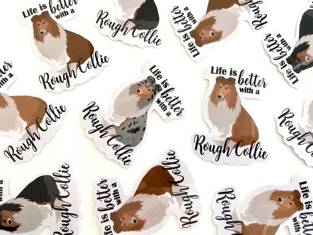 Rough Collie Dog Sticker: Waterproof Vinyl Decal - Etsy