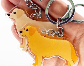 Golden Retriever Keychain, Double-Sided Acrylic Dog Charm