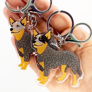 Australian Cattle Dog Keychain: Blue & Red Heeler Acrylic Charm image 1