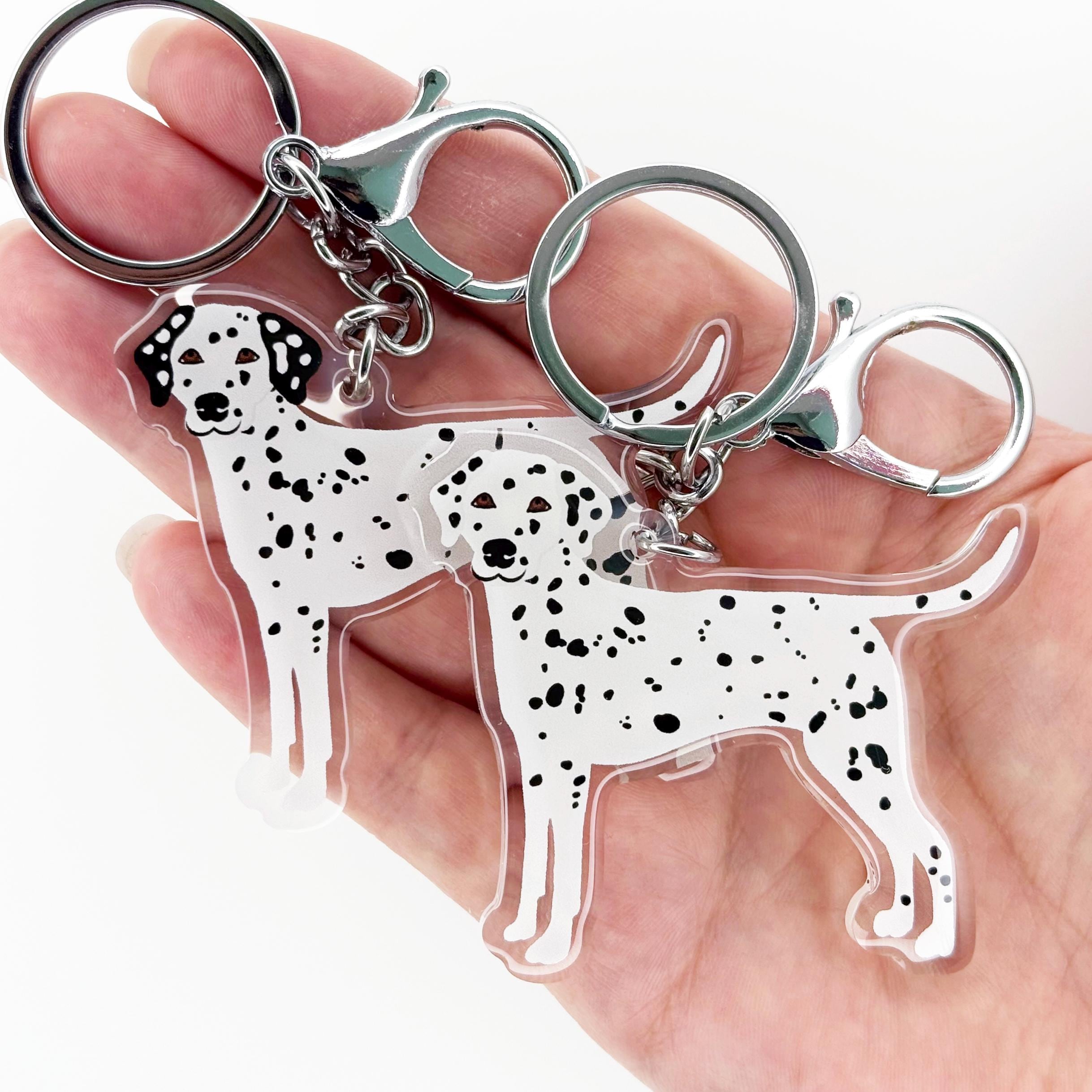 Dalmatian Dog Keychain: Clear Acrylic Charm, Silver Key Ring - Etsy