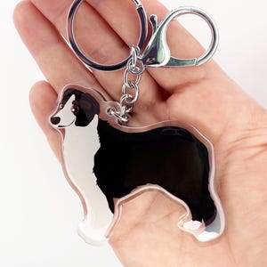 Australian Shepherd Keychain: Black & White Aussie Charm, Double-Sided