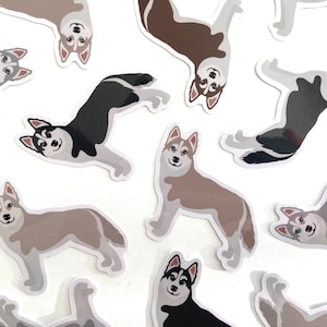 Autocollant husky découpé avec matrice autocollant vinyle imperméable autocollants chien husky sibérien