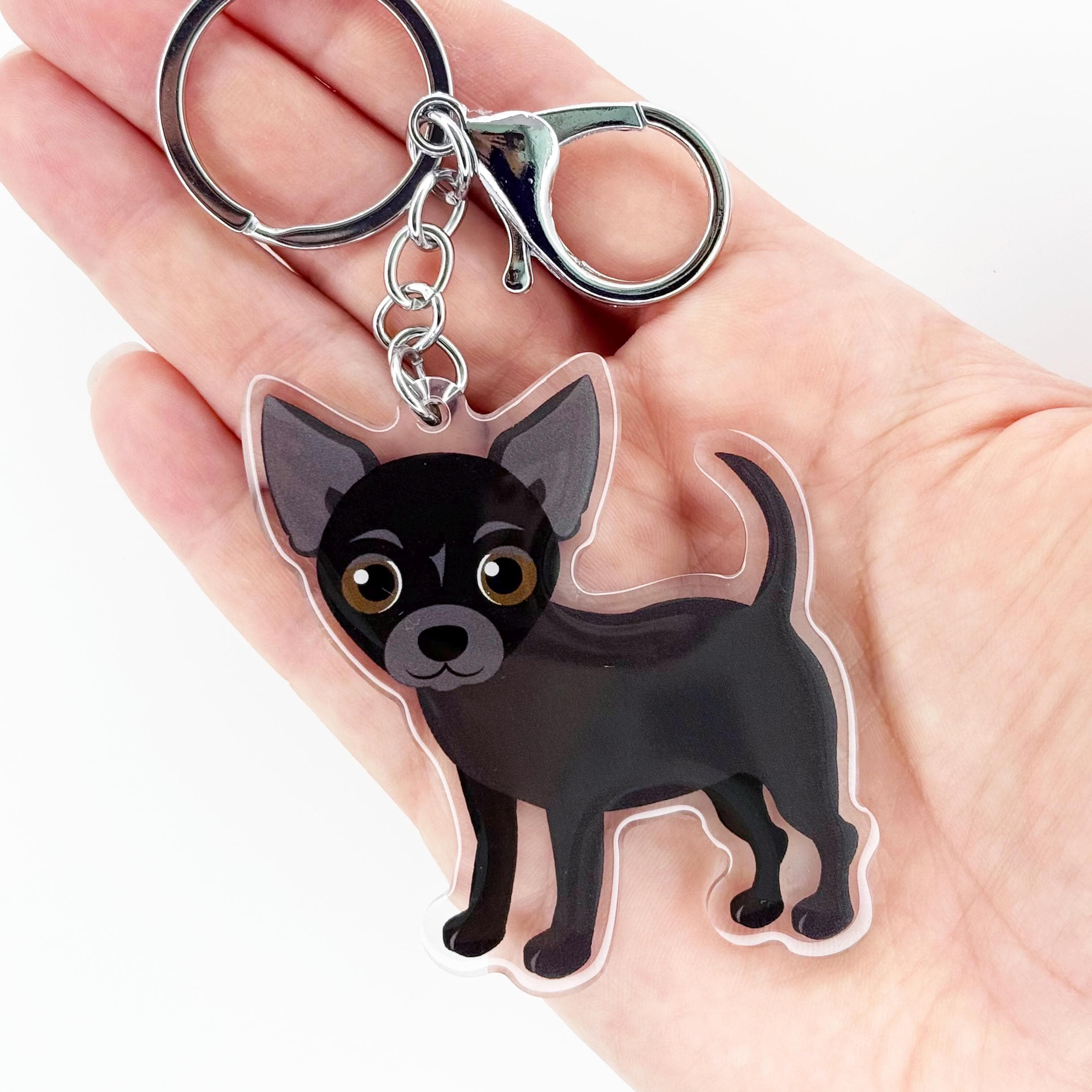 Black Chihuahua Keychain: Double-sided Acrylic Charm - Etsy