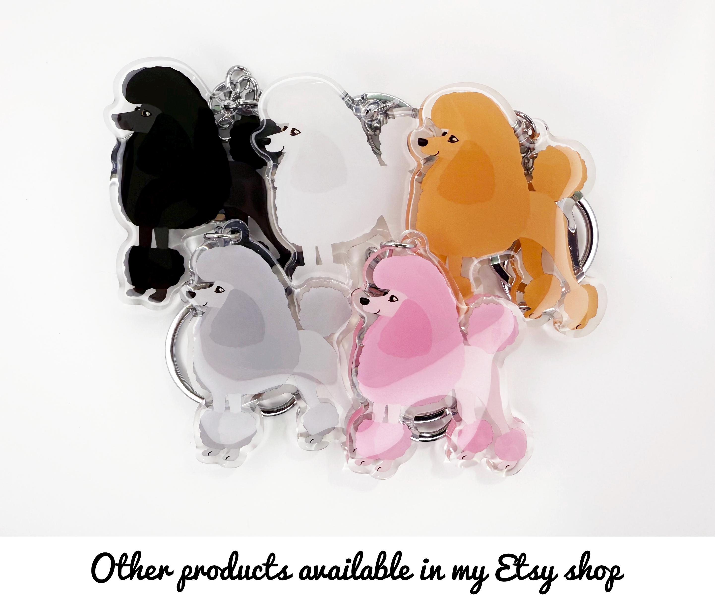 White Poodle Keychain: Clear Acrylic Charm, Silver Key Ring - Etsy