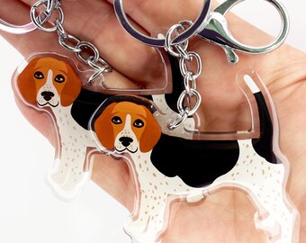 Ticked Beagle Keychain: Double-Sided Acrylic Dog Charm