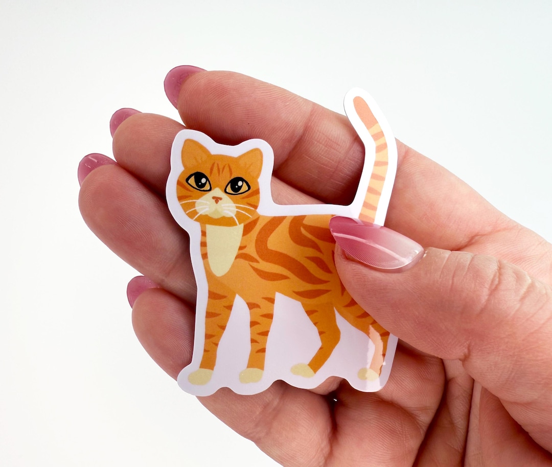 Orange Tabby Cat Sticker: Waterproof Vinyl Die Cut - Etsy