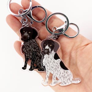 German Wirehaired Pointer Keychain: Double-Sided Acrylic Dog Charm