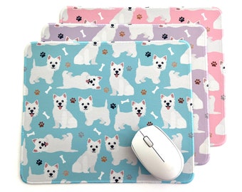 Westie Mousepad: West Highland Terrier Pattern, Gift for Dog Owner