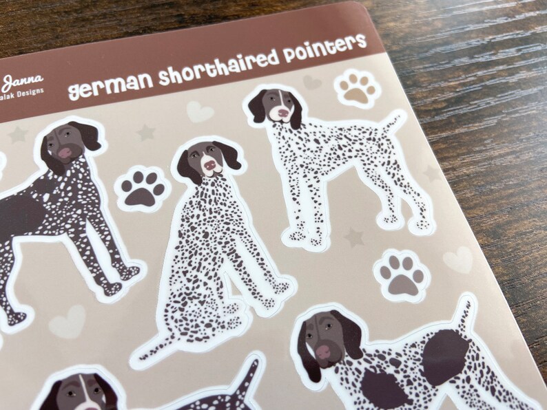 German Shorthaired Pointer Sticker Sheet: Glossy Vinyl GSP Dog Stickers ...