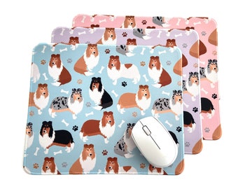 Rough Collie Mousepad, Dog Paw Print Pattern