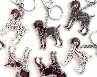 German Shorthaired Pointer Keychain Cute Charm Clear Plastic and Resin Silver Key Ring German Shorthaired Pointers Gifts GSP Key Ring Etsy