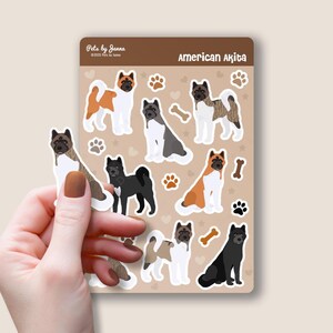 American Akita Sticker Sheet Glossy Vinyl Cute Akita Dog Gift Water-Resistant Stickers