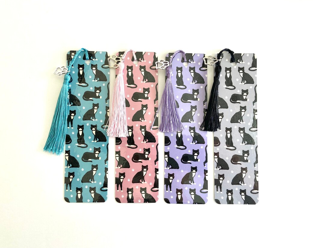 Tuxedo Cat Bookmark, Black and White Cats Lover Unique Gifts Cat Paw ...