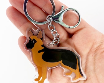German Shepherd Keychain: Double-Sided Acrylic Dog Charm