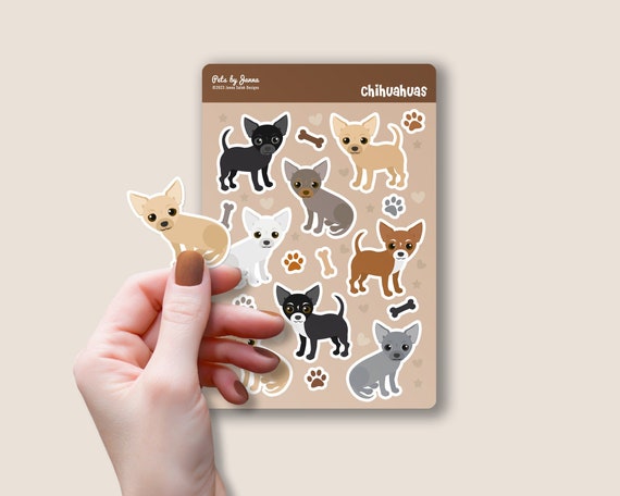 Chihuahua Sticker Sheet: Glossy Vinyl Dog Stickers