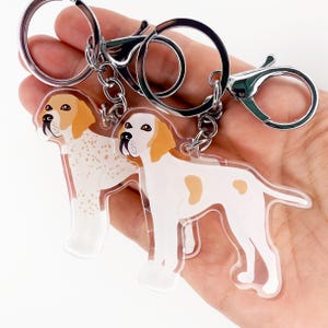 Porte-clés chien pointeur anglais citron : breloque en acrylique recto-verso