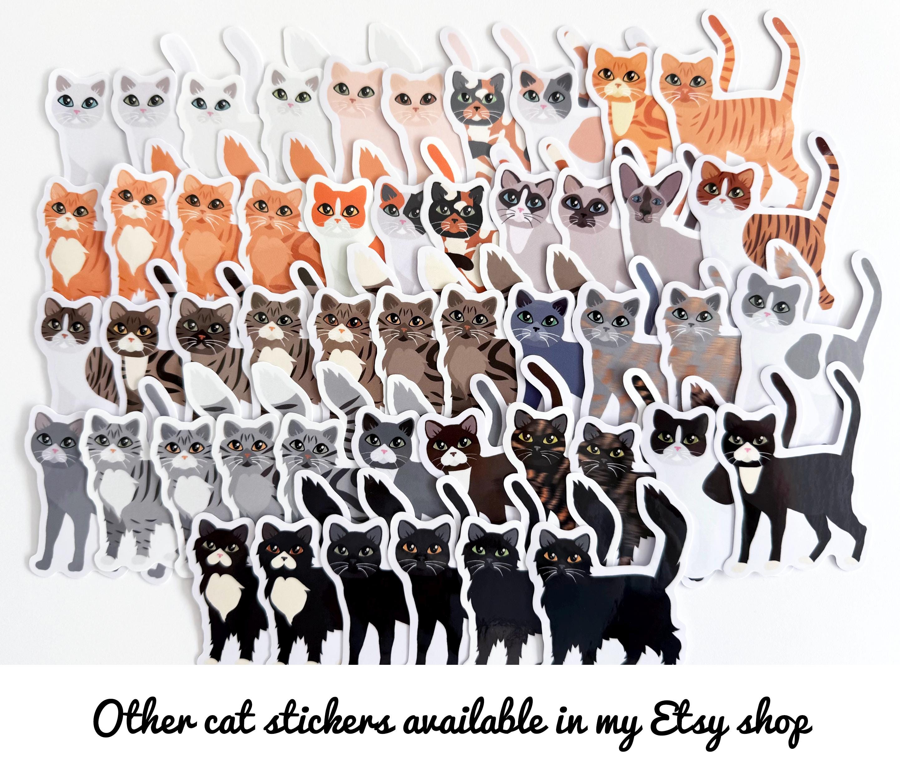 Gray Tabby Cat Waterproof Vinyl Sticker - Longhaired Cat Decal - Etsy