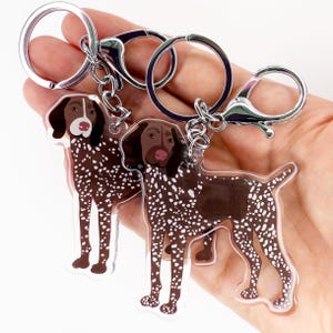 Liver Roan German Shorthaired Pointer Keychain, Cute Dog Charm