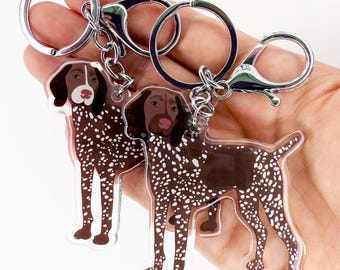 Liver Roan German Shorthaired Pointer Keychain, Cute Dog Charm