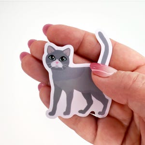 Gray Cat Sticker: Waterproof Vinyl Decal