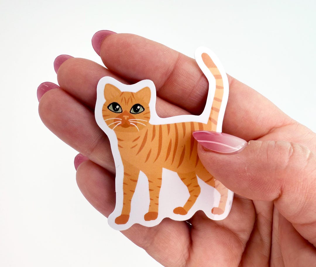 Orange Tabby Cat Sticker: Waterproof Vinyl Die Cut - Etsy