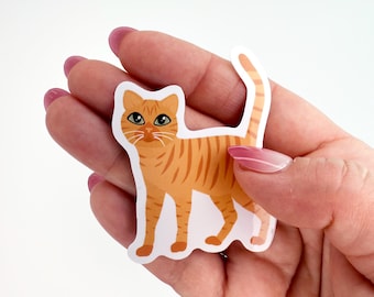 Orange Tabby Cat Sticker: Waterproof Vinyl Die Cut