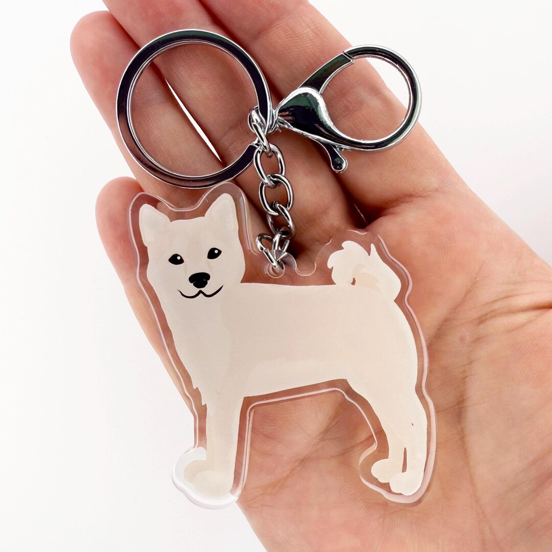 Cream Shiba Inu Keychain, Clear Acrylic Charm, Dog Lover Gift - Etsy