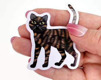 Tortoiseshell Cat Sticker: Waterproof Vinyl Die Cut