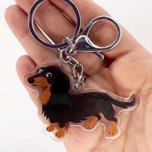 Long-Haired Dachshund Keychain: Acrylic Resin Charm, Dog Lover Gift