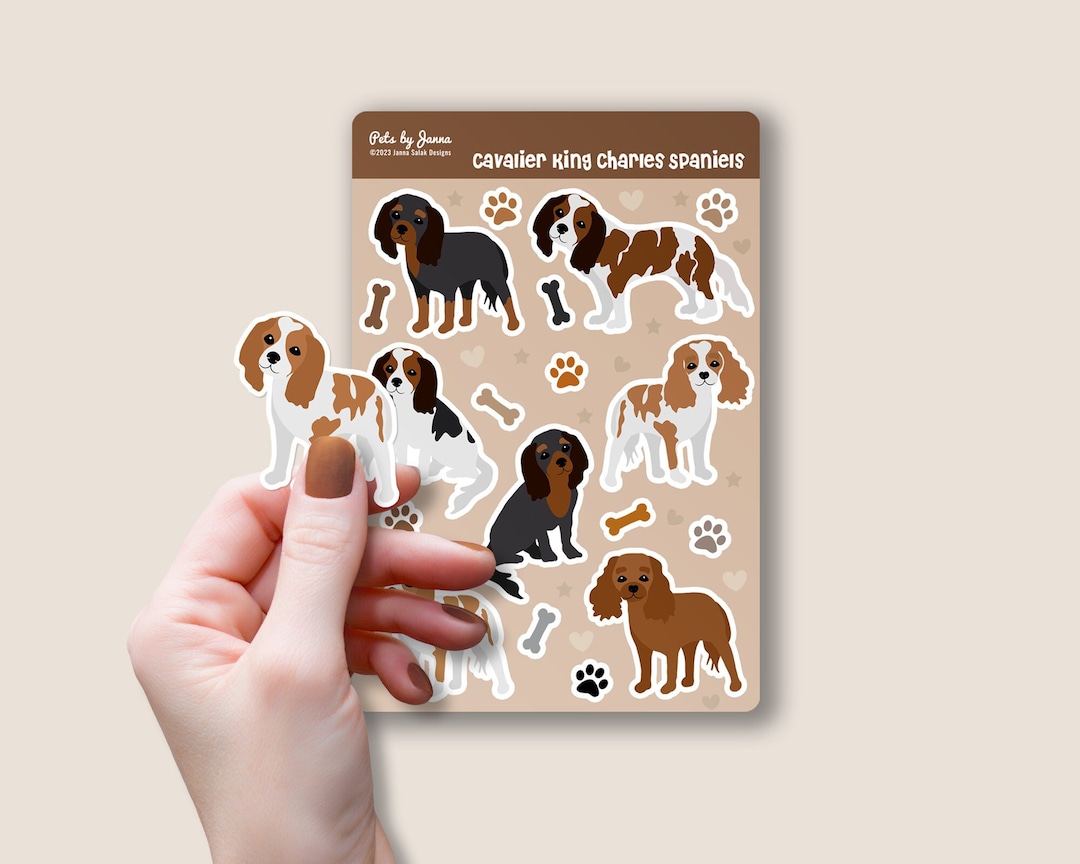 Cavalier King Charles Spaniel Sticker Sheet: Glossy Vinyl Dog Breed ...