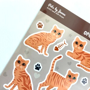 Orange Tabby Cat Sticker Sheet: Glossy Vinyl Water-resistant Stickers ...