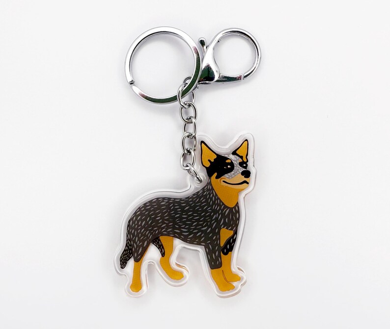 Australian Cattle Dog Keychain: Blue & Red Heeler Acrylic Charm image 4