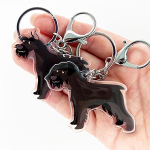 Black Schnauzer Keychain Cute Charm Clear Plastic and Resin Silver Key Ring Schnauzers Gifts
