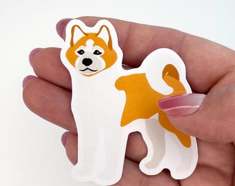 Kiwistar - Adesivo per auto – Akita Dog – Bianco opaco – 50 x 42 cm – Adesivo per auto, laptop, bicicletta, camion, moto, multicolore JDM Decal Racing