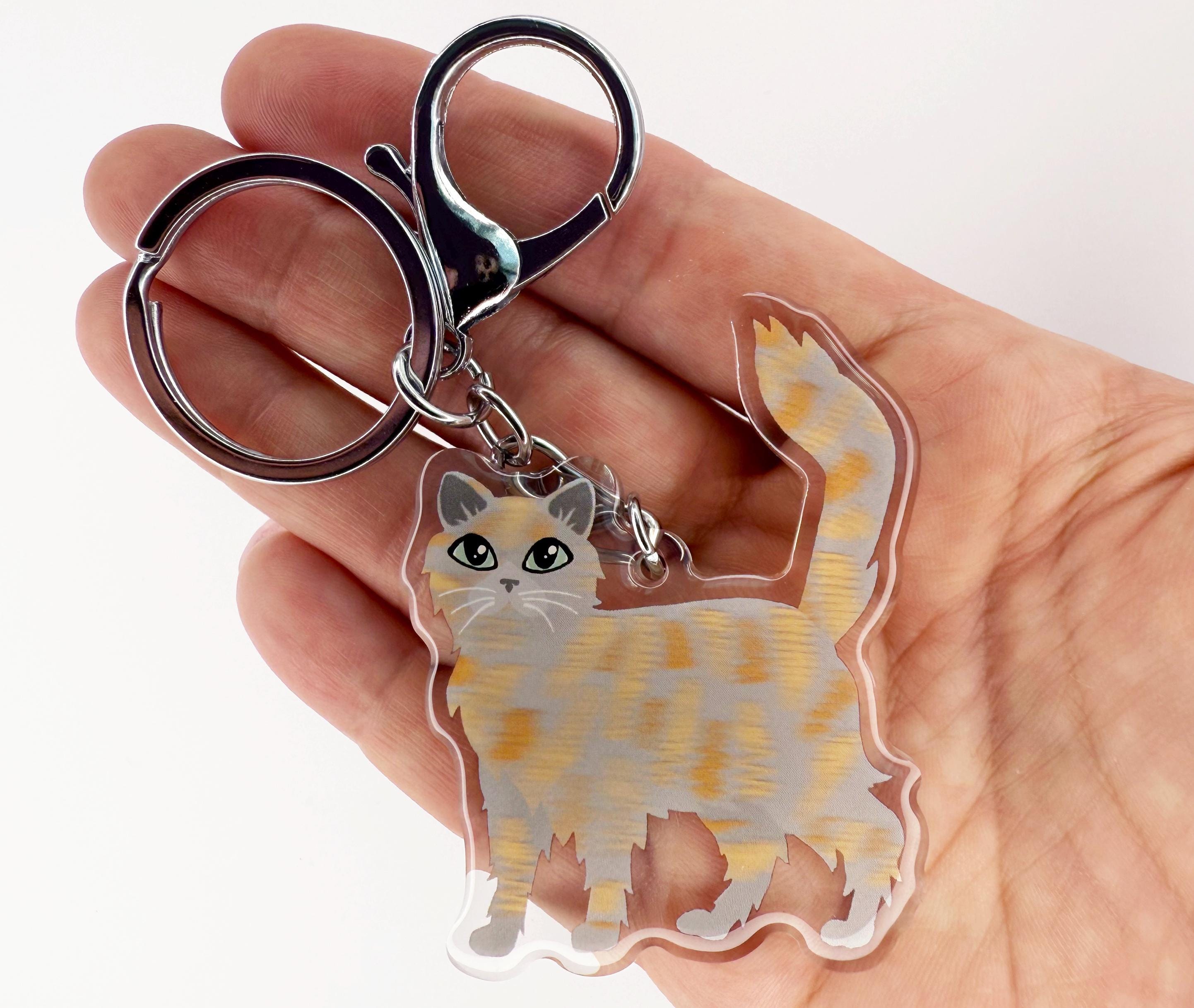 Dilute Tortoiseshell Cat Keychain, Longhaired Tortie Charm - Etsy