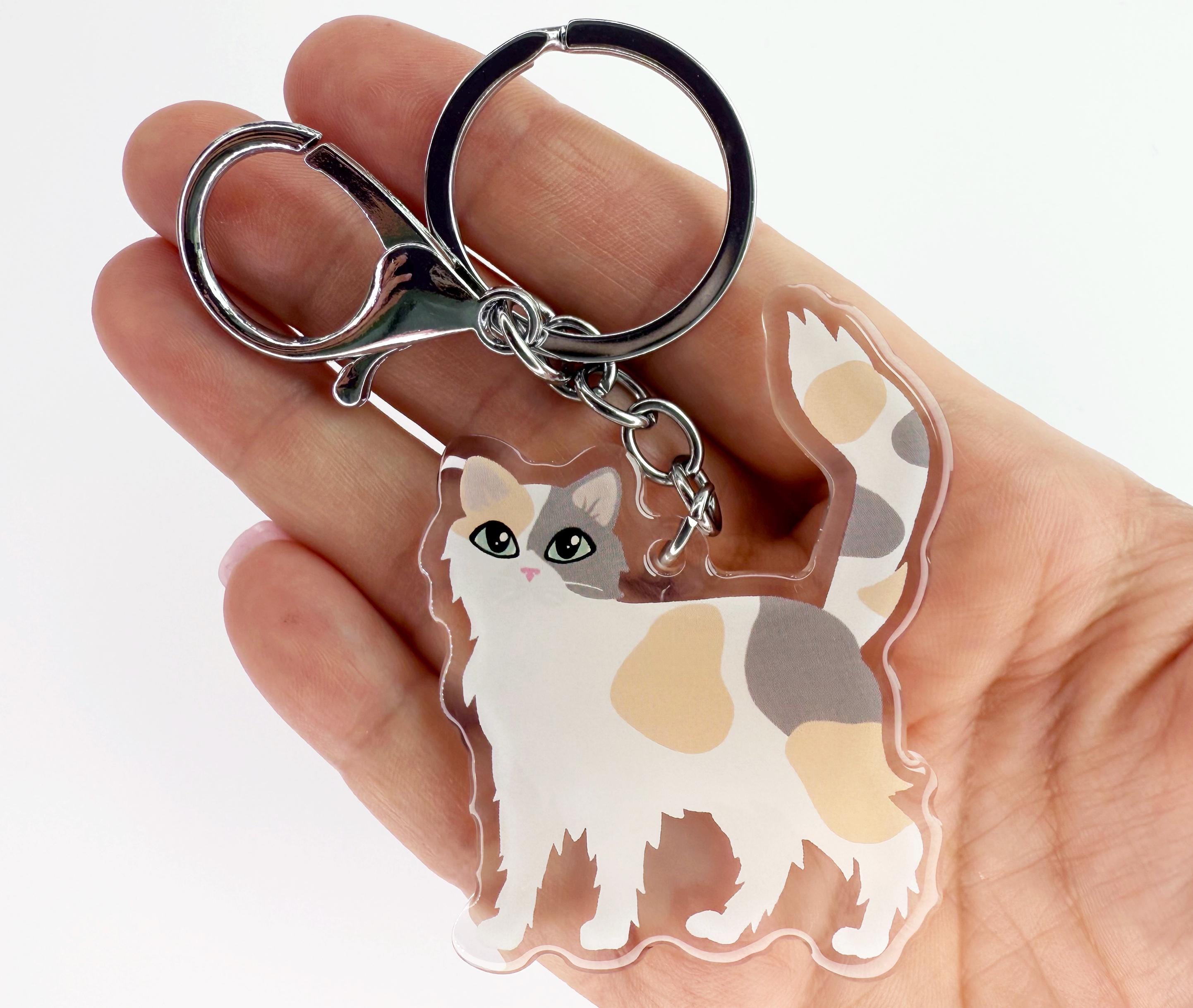 Calico Cat デコレーションパーツセット Dilute LH Calico Cat Keychain: Double-sided Acrylic Charm - Etsy