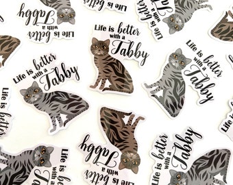 Tabby Cat Sticker: Waterproof Vinyl Die Cut