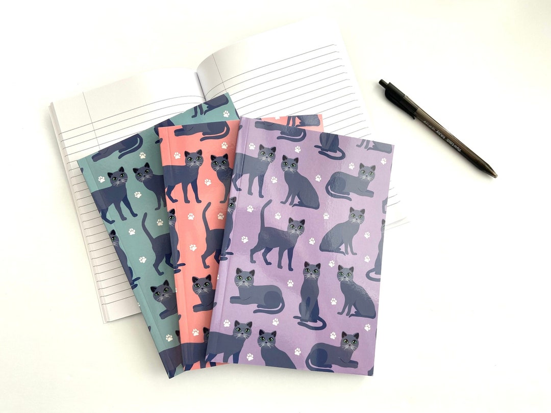 Russian Blue Cat A5 Notebook: Gray Cats, Paw Prints - Etsy