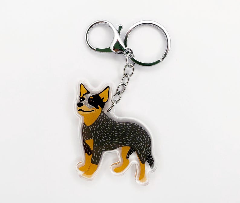 Australian Cattle Dog Keychain: Blue & Red Heeler Acrylic Charm image 3